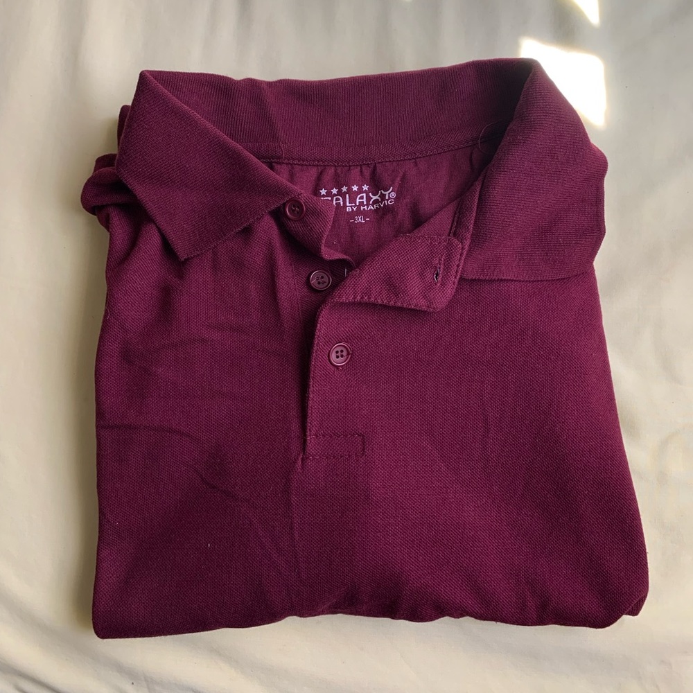 Dark red shirt sleeve polo by galaxy 3x